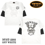 VANSON バンソン ベア天竺 7分フェイク袖TEE 半端丈Tシャツ nvst-2303