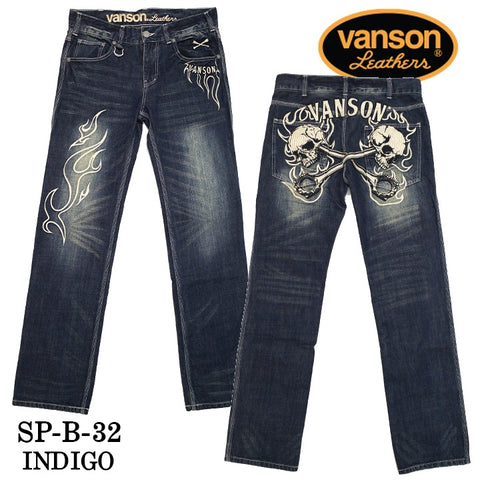 VANSON バンソン 刺繍 デニムパンツ ワイドストレート sp-b-32