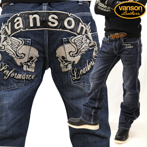 VANSON バンソン デニムジーンズ パンツ ボトムス ツインスカル 刺繍 sp-b-7a