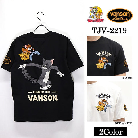 ベア天竺半袖Tシャツ VANSON×TOM&JERRY バンソン トム＆ジェリー tjv-2219