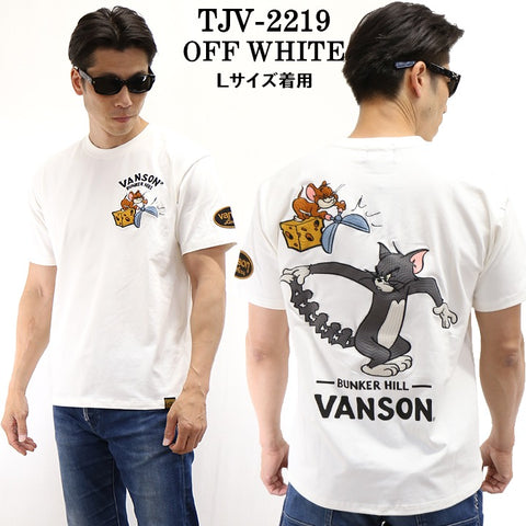 ベア天竺半袖Tシャツ VANSON×TOM&JERRY バンソン トム＆ジェリー tjv-2219