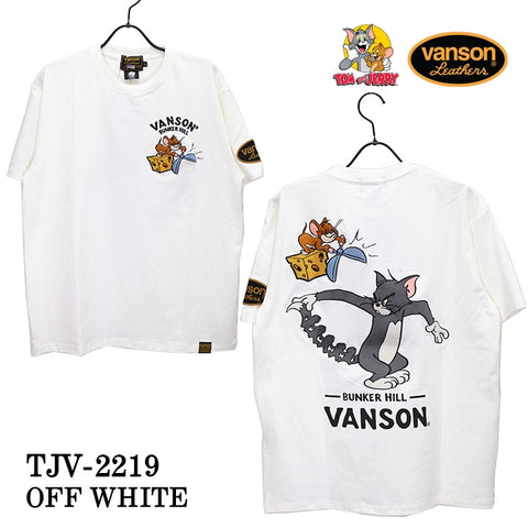 ベア天竺半袖Tシャツ VANSON×TOM&JERRY バンソン トム＆ジェリー tjv-2219