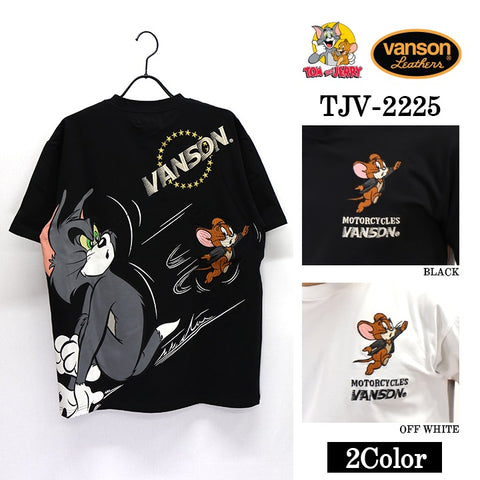 ベア天竺半袖Tシャツ VANSON×TOM&JERRY バンソン トム＆ジェリー tjv-2225