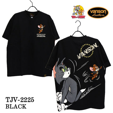 ベア天竺半袖Tシャツ VANSON×TOM&JERRY バンソン トム＆ジェリー tjv-2225