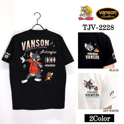 ベア天竺半袖Tシャツ VANSON×TOM&JERRY バンソン トム＆ジェリー tjv-2228