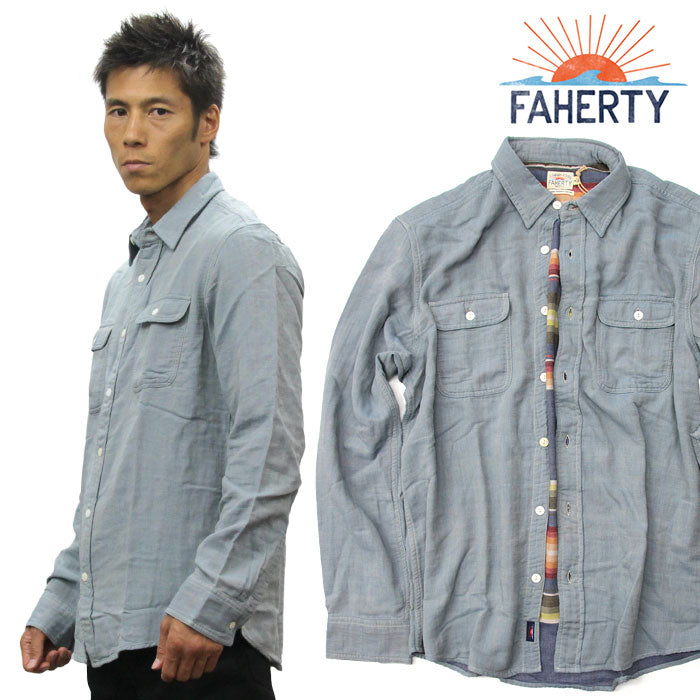 FAHERTY BRAND ファリティブランド 長袖シャツ オーガニックコットン セラーペストライプ wm1414