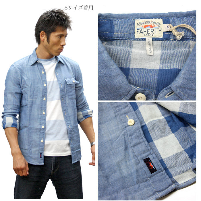 FAHERTY BRAND ファリティブランド リバーシブル 長袖シャツ バッファローチェック オーガニックコットン wm3521
