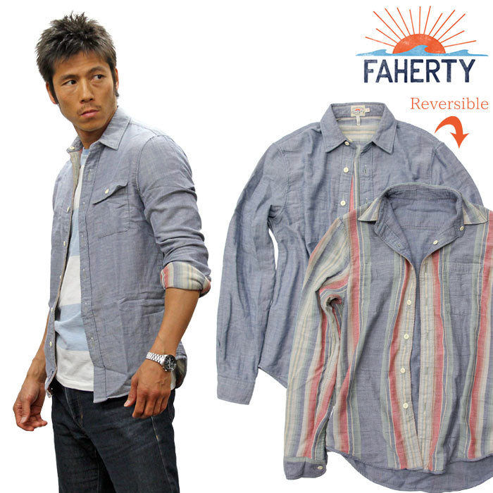 FAHERTY BRAND ファリティブランド リバーシブル 長袖シャツ オーガニックコットン wm3522