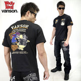 天竺ポケ付き半袖Tシャツ VANSON×WACKY RACES wrv-2007