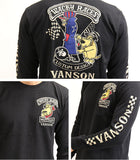 天竺長袖Tシャツ VANSON×WACKY RACES＆ブラック魔王 wrv-2015