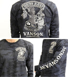 天竺長袖Tシャツ VANSON×WACKY RACES＆ブラック魔王 wrv-2015